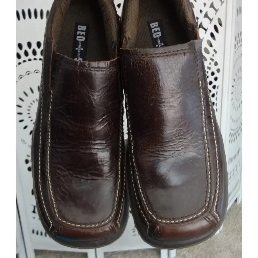 Vintage 90s Bed STU Brown Leather Loafers Chunky Platform Mens 9 Lug Grunge